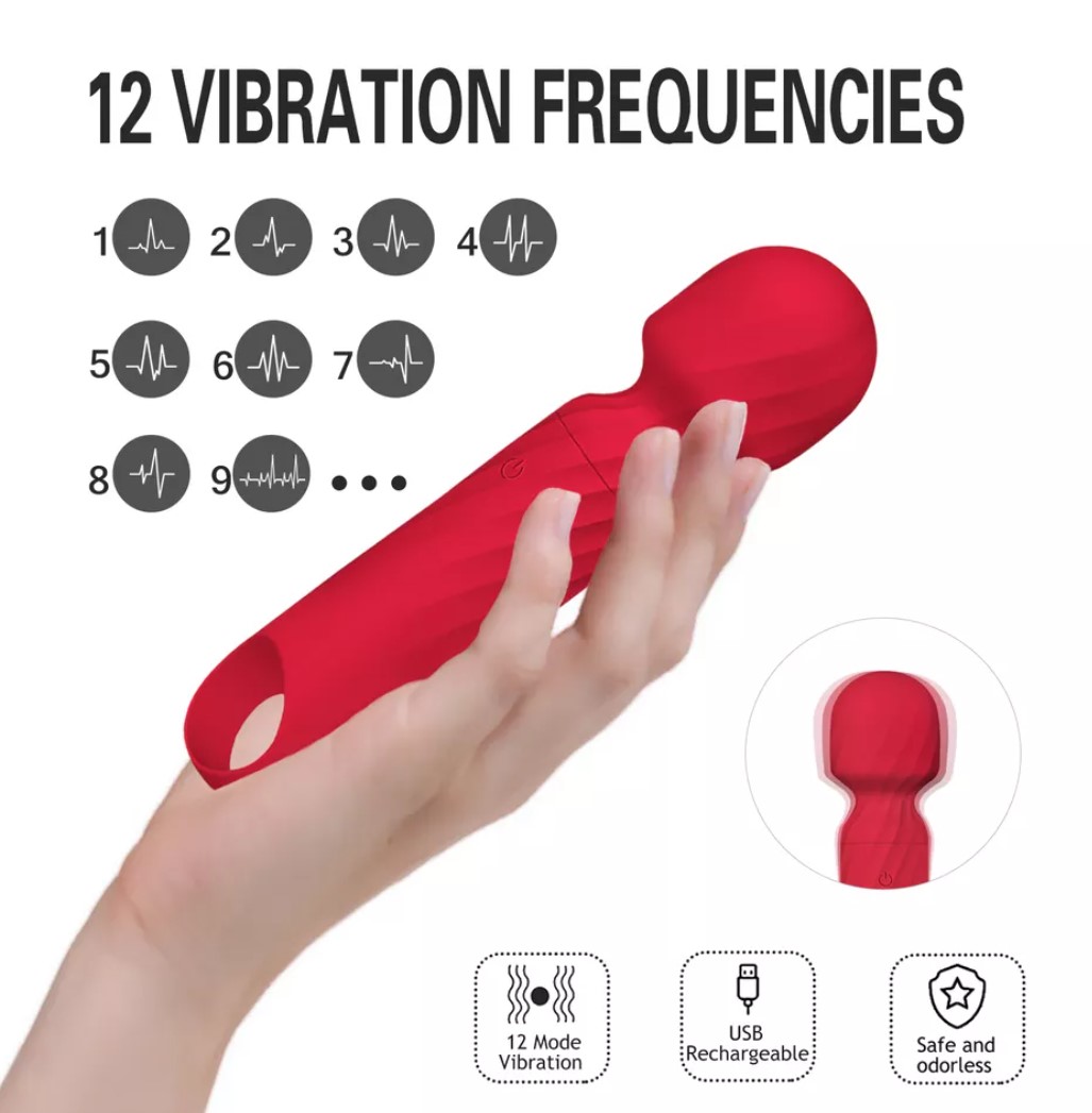 Cherry Wand Vibrator, 12 Vibration Modes, Silicone, USB, Red, 13.5 cm,  Mokko Toys, Velvet Obsession - SexToysDistribution
