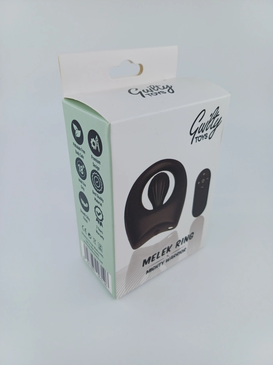 Melek Penis Ring, 10 Vibration Modes, Remote Control, Liquid Silicone,  Magnetic USB, Black, Guilty Toys, Mighty Warrior - SexToysDistribution