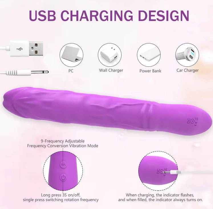 Eden Rotating Vibrator, 9 Vibration Modes & 9 Rotating Modes, Silicone,  USB, Purple, 22.7 cm, Mokko Toys, Velvet Obsession