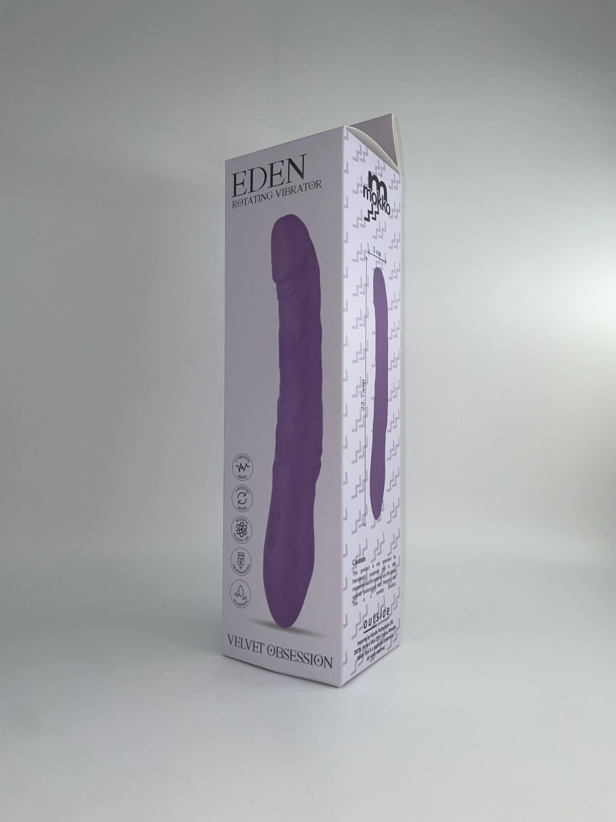 Eden Rotating Vibrator, 9 Vibration Modes & 9 Rotating Modes, Silicone,  USB, Purple, 22.7 cm, Mokko Toys, Velvet Obsession