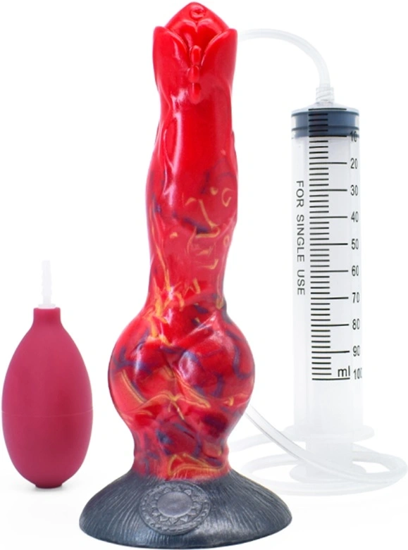 Squirting Dildo, Wolverine Cock, Liquid Silicone, Red, 21 cm