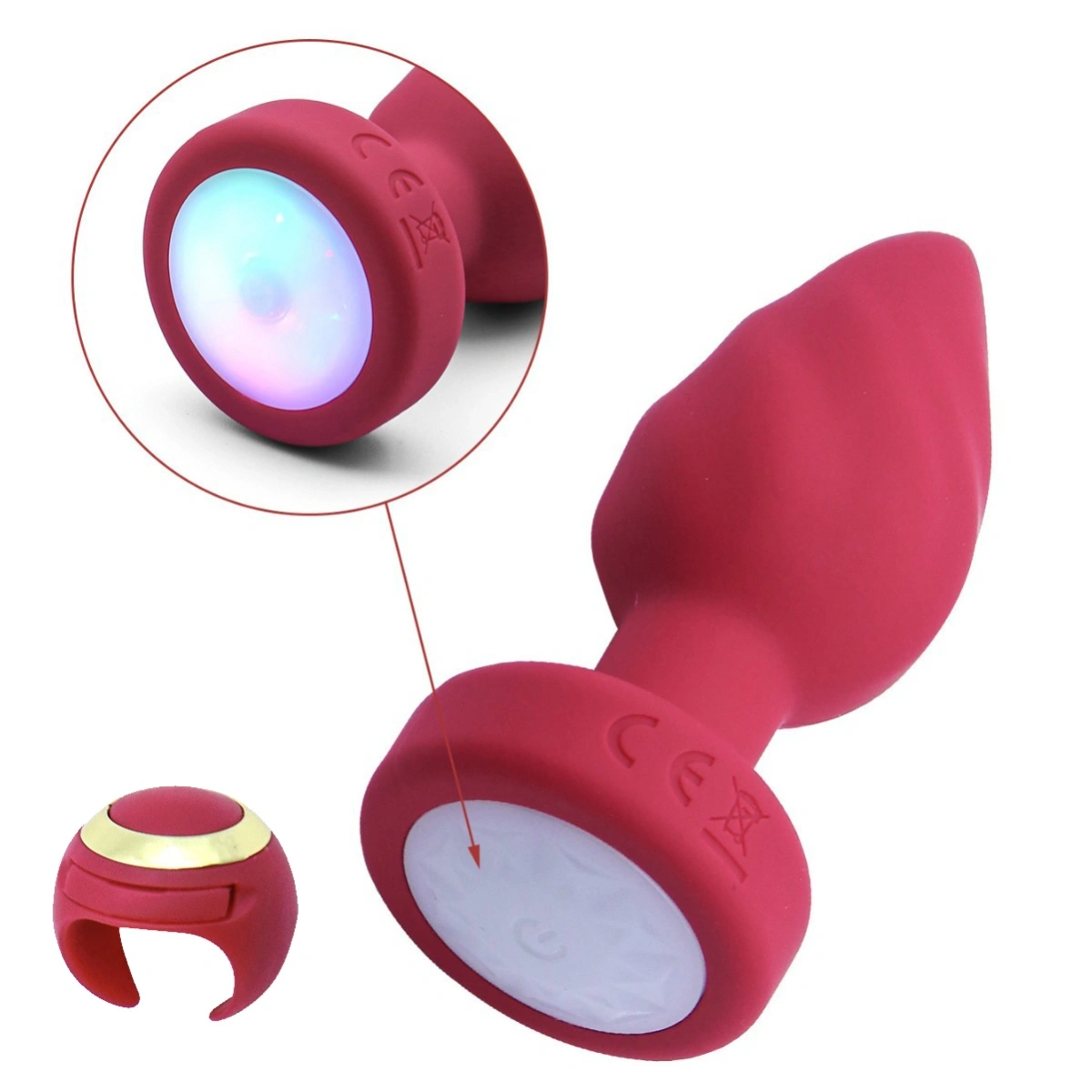 anal plug mit led Stainless Steel LED Light Luminous Anal Plug Tail Fox Tail Butt Plug  Vibrator main image 0