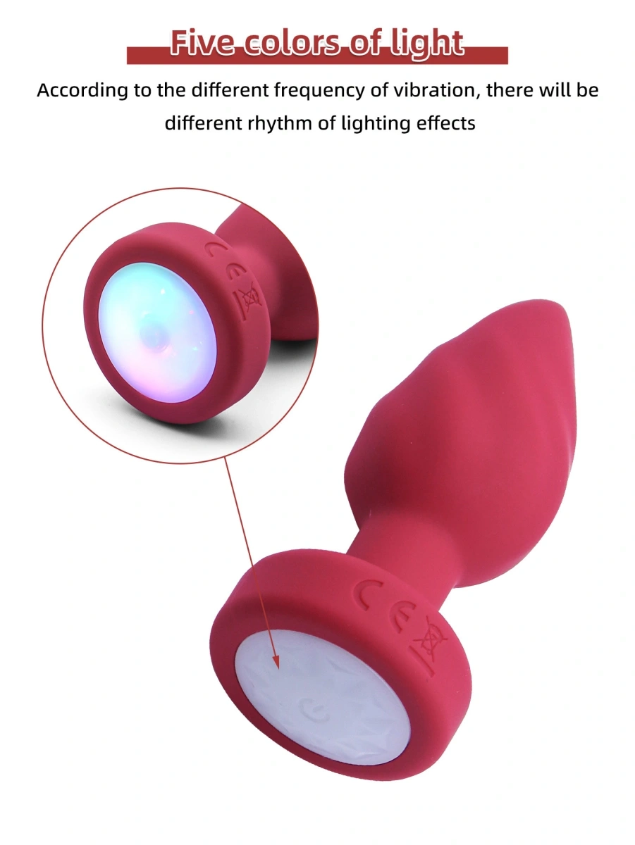 Anal Plug Led Light Vibrating Plug, Remote Control, 10 Vibration Modes,  Silicone, USB, Red, 9 cm, Passion Labs