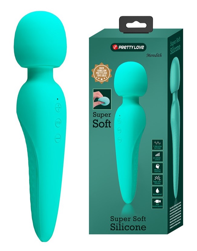 Meredith Massage Vibrator, 7 Vibration Modes & 5 Speed Intensities,  Silicone, USB, Green, 21.5 cm - SexToysDistribution